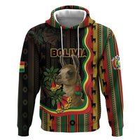 Bolivia Zip Hoodie The Llama With Kantuta Over Andean Patterns - Wonder Print Shop