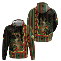 Bolivia Zip Hoodie The Llama With Kantuta Over Andean Patterns - Wonder Print Shop
