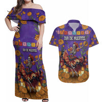 Day Of The Dead Couples Matching Off Shoulder Maxi Dress and Hawaiian Shirt Viva La Vida - Wonder Print Shop