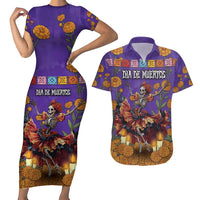 Day Of The Dead Couples Matching Short Sleeve Bodycon Dress and Hawaiian Shirt Viva La Vida - Wonder Print Shop