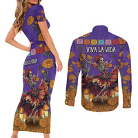 Day Of The Dead Couples Matching Short Sleeve Bodycon Dress and Long Sleeve Button Shirt Viva La Vida - Wonder Print Shop
