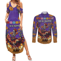 Day Of The Dead Couples Matching Summer Maxi Dress and Long Sleeve Button Shirt Viva La Vida - Wonder Print Shop