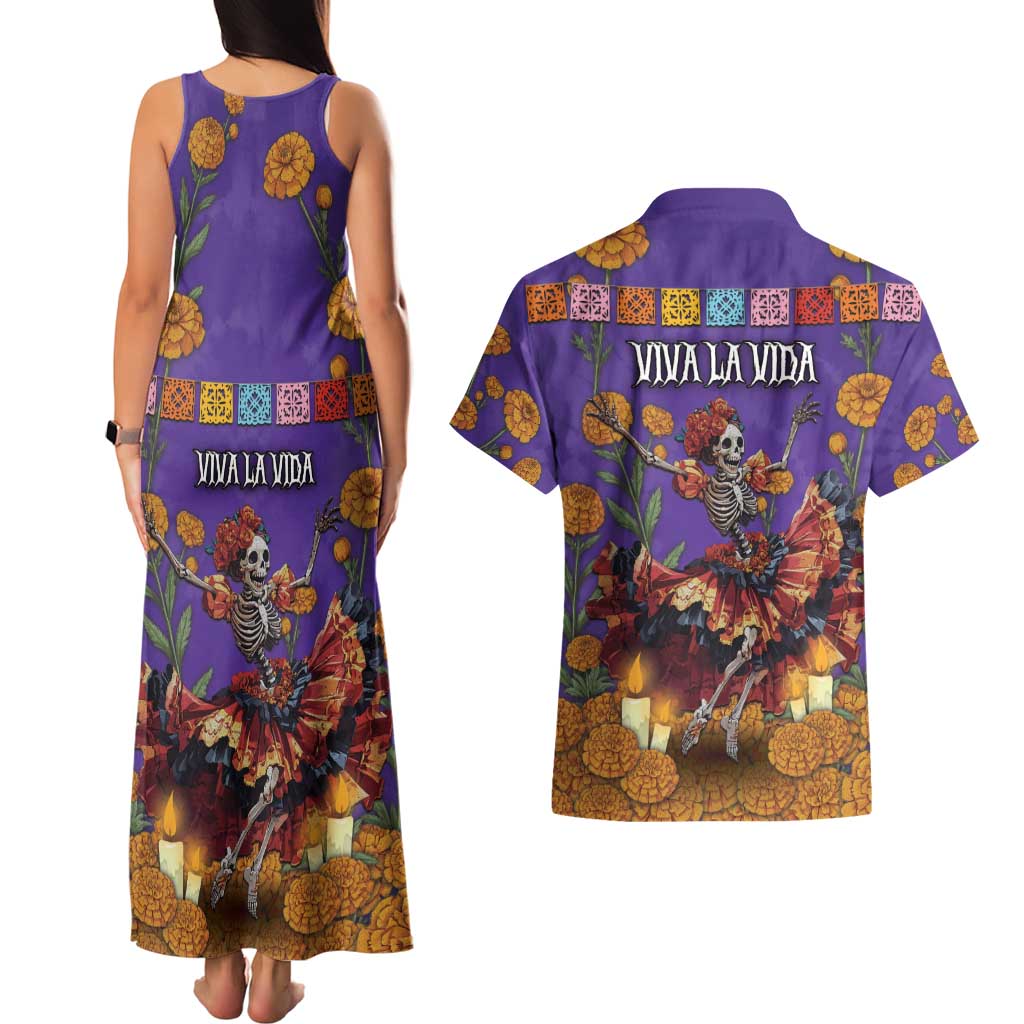 Day Of The Dead Couples Matching Tank Maxi Dress and Hawaiian Shirt Viva La Vida - Wonder Print Shop