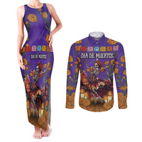 Day Of The Dead Couples Matching Tank Maxi Dress and Long Sleeve Button Shirt Viva La Vida - Wonder Print Shop