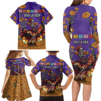 Day Of The Dead Family Matching Long Sleeve Bodycon Dress and Hawaiian Shirt Viva La Vida - Wonder Print Shop