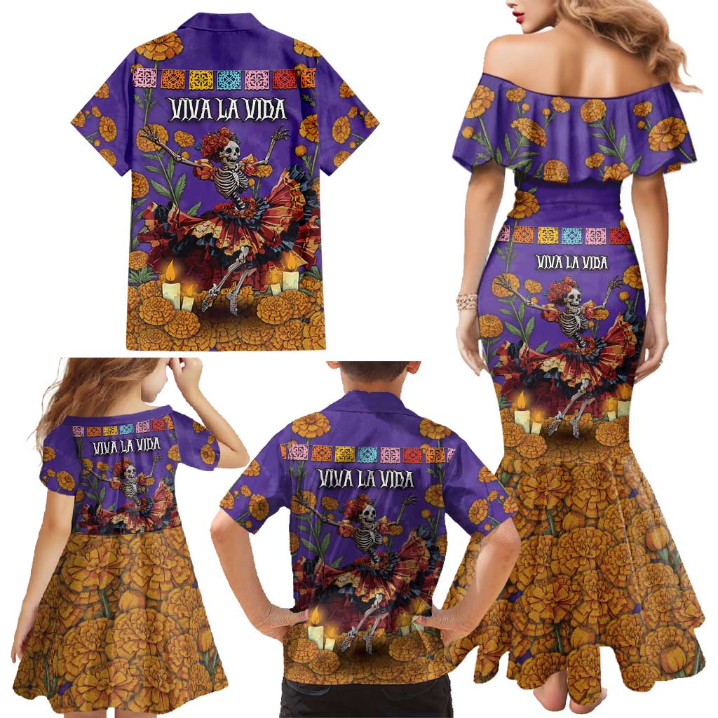 Day Of The Dead Family Matching Mermaid Dress and Hawaiian Shirt Viva La Vida - Wonder Print Shop