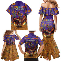 Day Of The Dead Family Matching Mermaid Dress and Hawaiian Shirt Viva La Vida - Wonder Print Shop