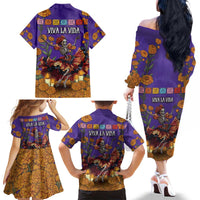 Day Of The Dead Family Matching Off The Shoulder Long Sleeve Dress and Hawaiian Shirt Viva La Vida - Wonder Print Shop