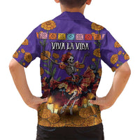 Day Of The Dead Family Matching Off Shoulder Maxi Dress and Hawaiian Shirt Viva La Vida - Wonder Print Shop