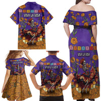 Day Of The Dead Family Matching Off Shoulder Maxi Dress and Hawaiian Shirt Viva La Vida - Wonder Print Shop