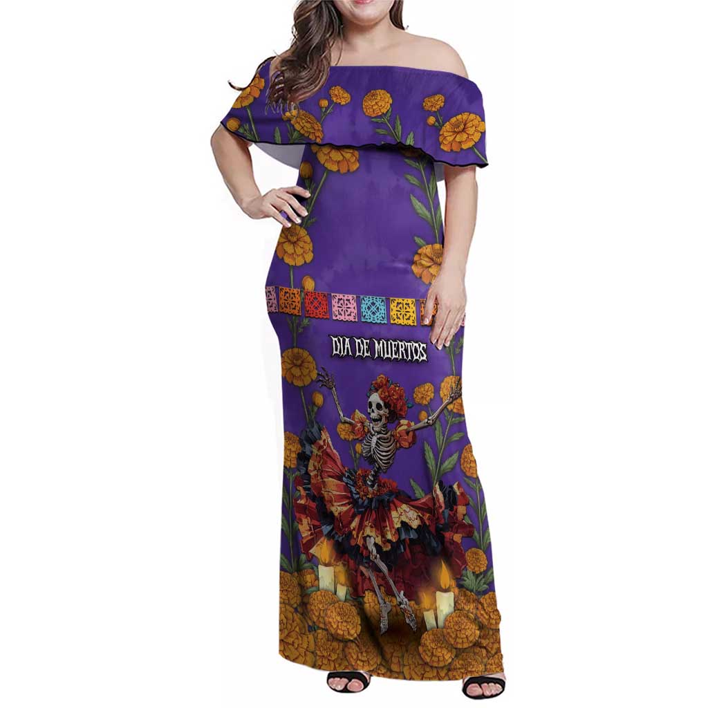 Day Of The Dead Family Matching Off Shoulder Maxi Dress and Hawaiian Shirt Viva La Vida - Wonder Print Shop
