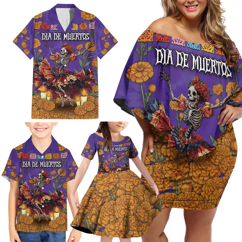 Day Of The Dead Family Matching Off Shoulder Short Dress and Hawaiian Shirt Viva La Vida - Wonder Print Shop