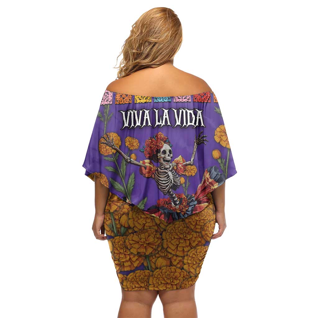 Day Of The Dead Family Matching Off Shoulder Short Dress and Hawaiian Shirt Viva La Vida - Wonder Print Shop
