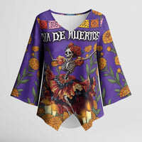 Day Of The Dead Kimono Sleeve Blouse Viva La Vida - Wonder Print Shop