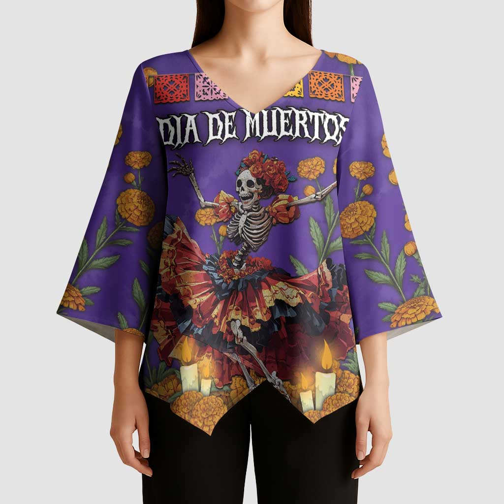 Day Of The Dead Kimono Sleeve Blouse Viva La Vida - Wonder Print Shop