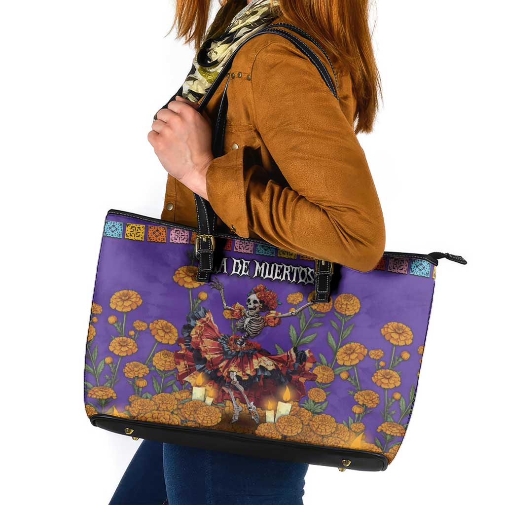 Day Of The Dead Leather Tote Bag Viva La Vida - Wonder Print Shop