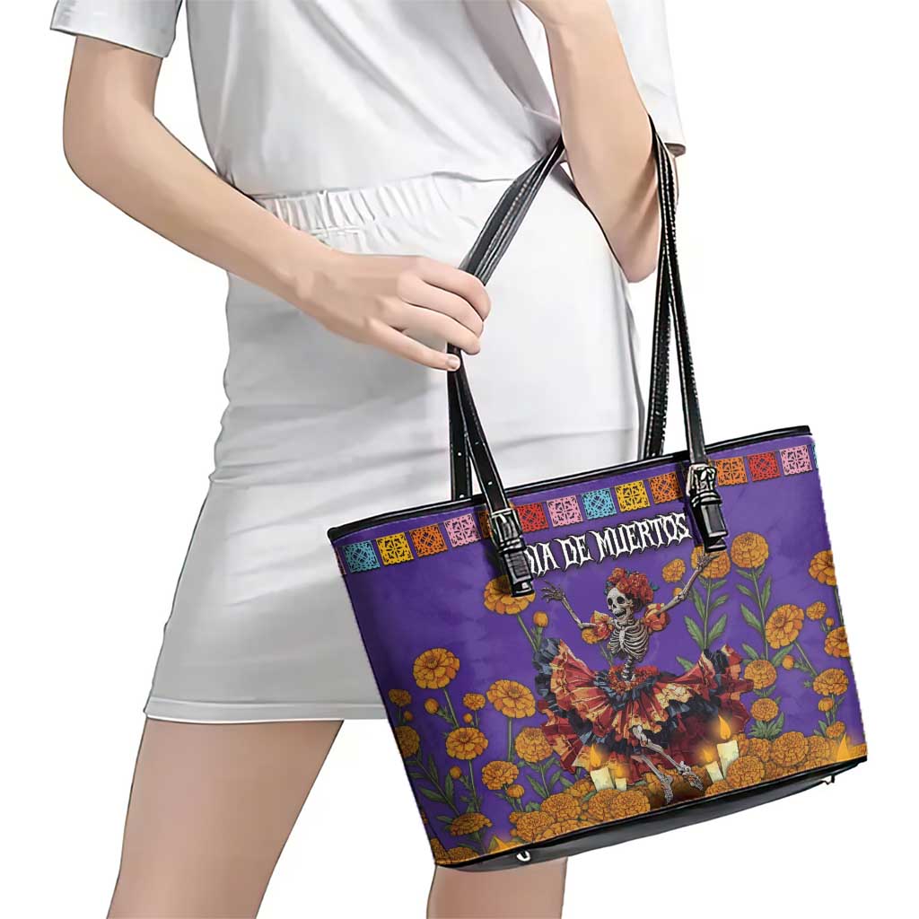 Day Of The Dead Leather Tote Bag Viva La Vida - Wonder Print Shop