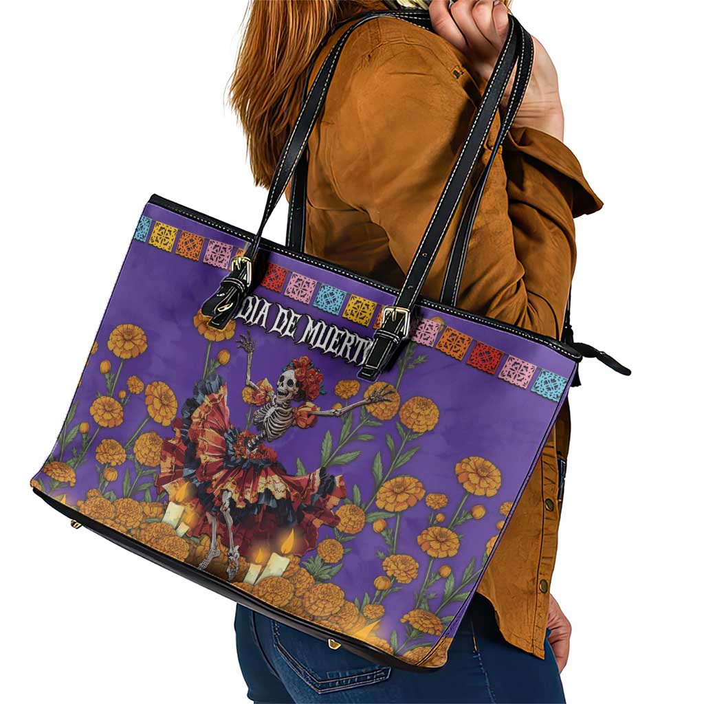 Day Of The Dead Leather Tote Bag Viva La Vida - Wonder Print Shop