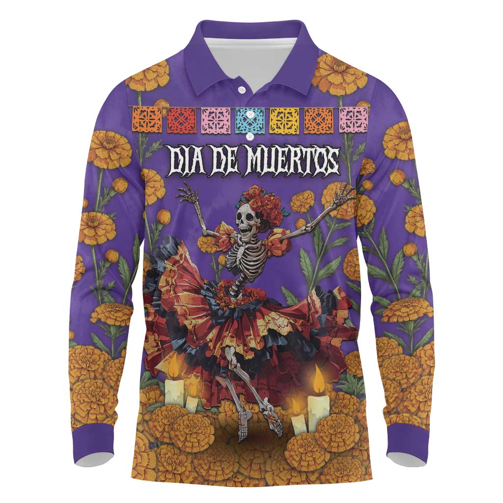 Day Of The Dead Long Sleeve Polo Shirt Viva La Vida - Wonder Print Shop