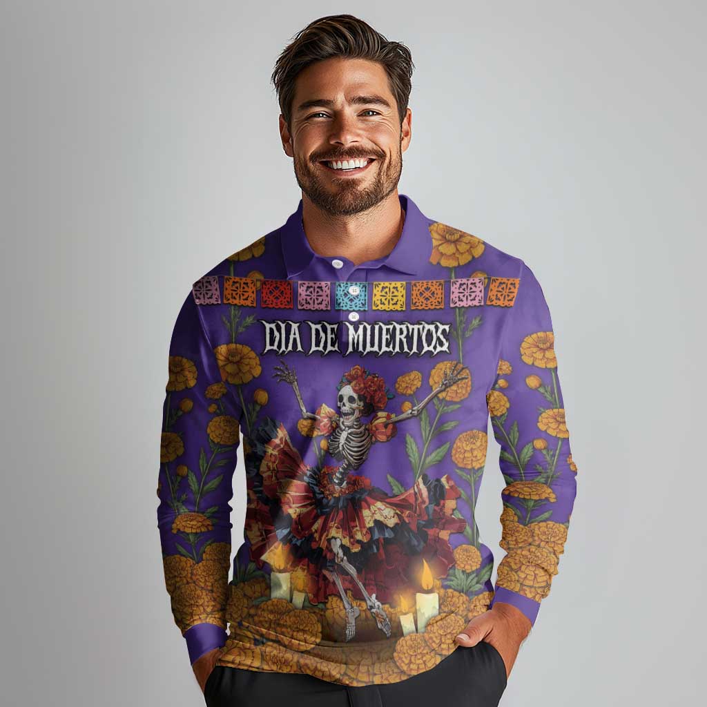 Day Of The Dead Long Sleeve Polo Shirt Viva La Vida - Wonder Print Shop
