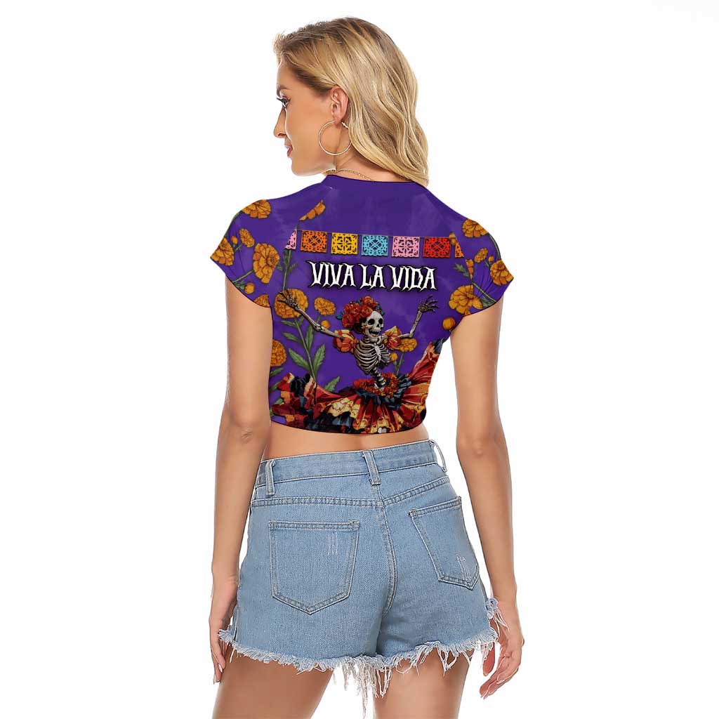 Day Of The Dead Raglan Cropped T Shirt Viva La Vida - Wonder Print Shop