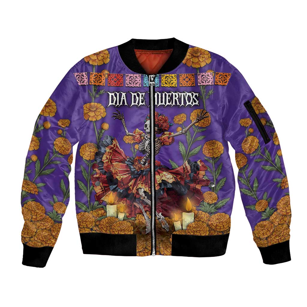 Day Of The Dead Sleeve Zip Bomber Jacket Viva La Vida - Wonder Print Shop