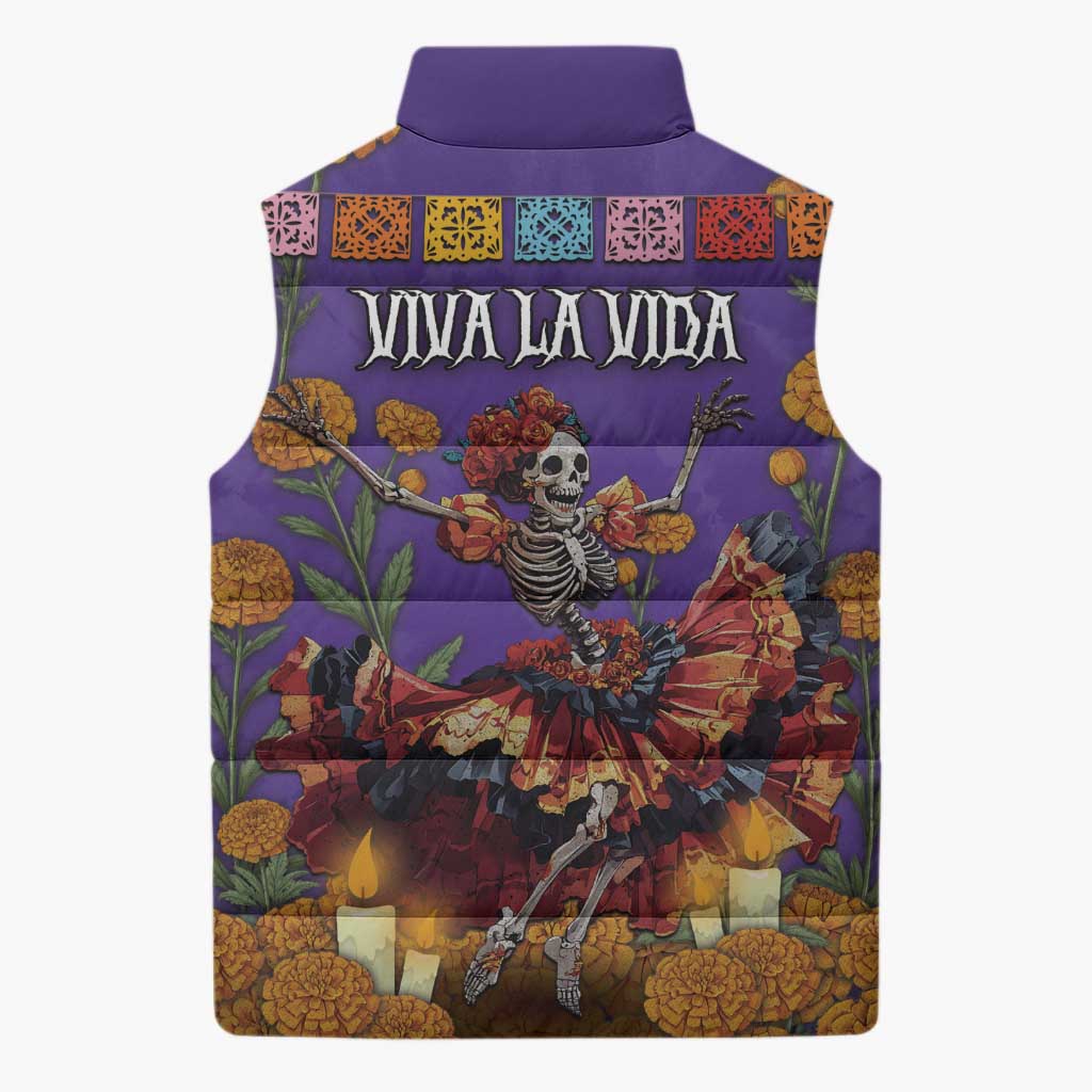 Day Of The Dead Sleeveless Puffer Jacket Viva La Vida - Wonder Print Shop
