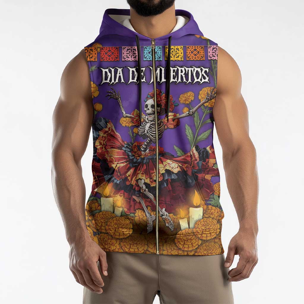 Day Of The Dead Sleeveless Zip Hoodie Viva La Vida - Wonder Print Shop