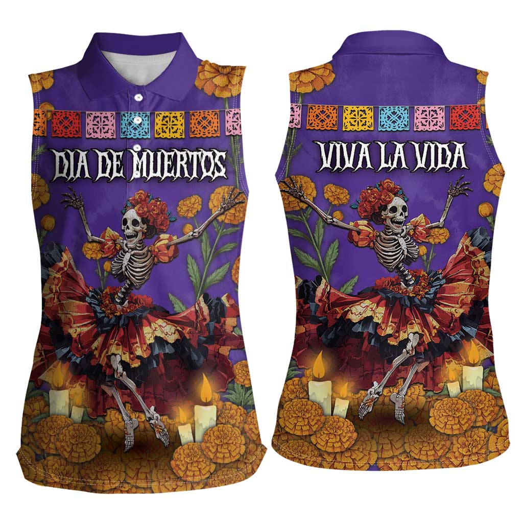 Day Of The Dead Women Sleeveless Polo Shirt Viva La Vida - Wonder Print Shop