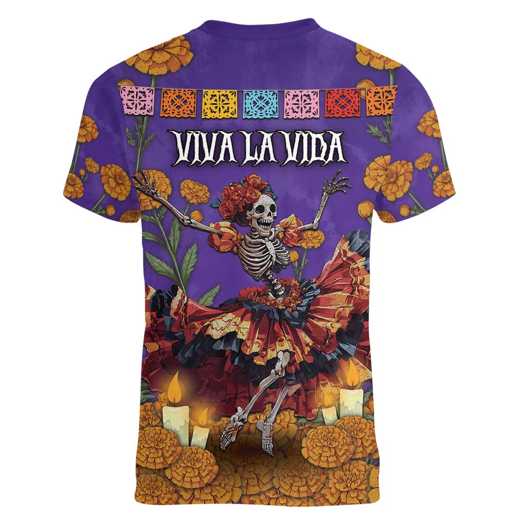 Day Of The Dead Women V-Neck T-Shirt Viva La Vida - Wonder Print Shop