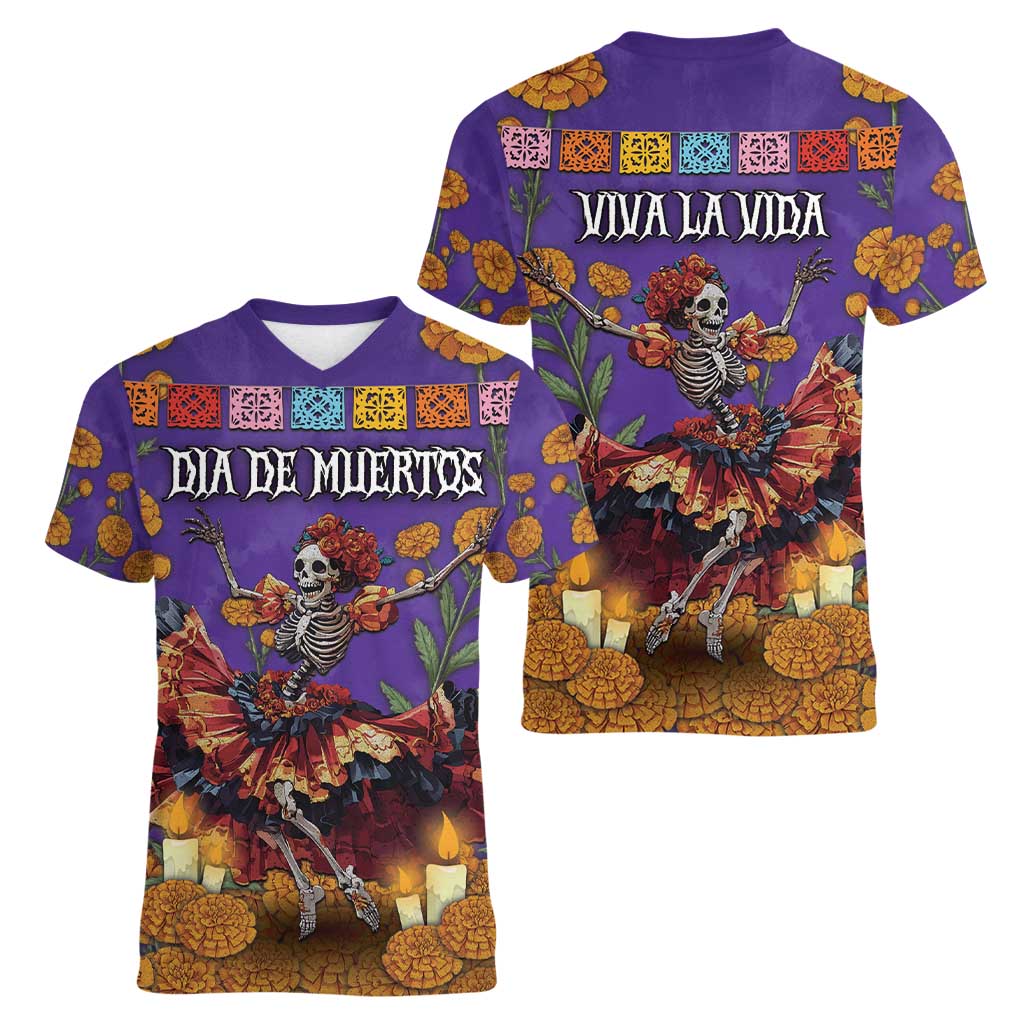 Day Of The Dead Women V-Neck T-Shirt Viva La Vida - Wonder Print Shop