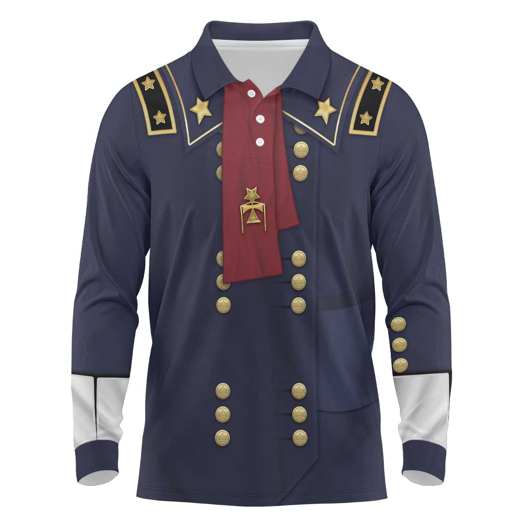 George Armstrong Custer Long Sleeve Polo Shirt Soldier Costume - Wonder Print Shop