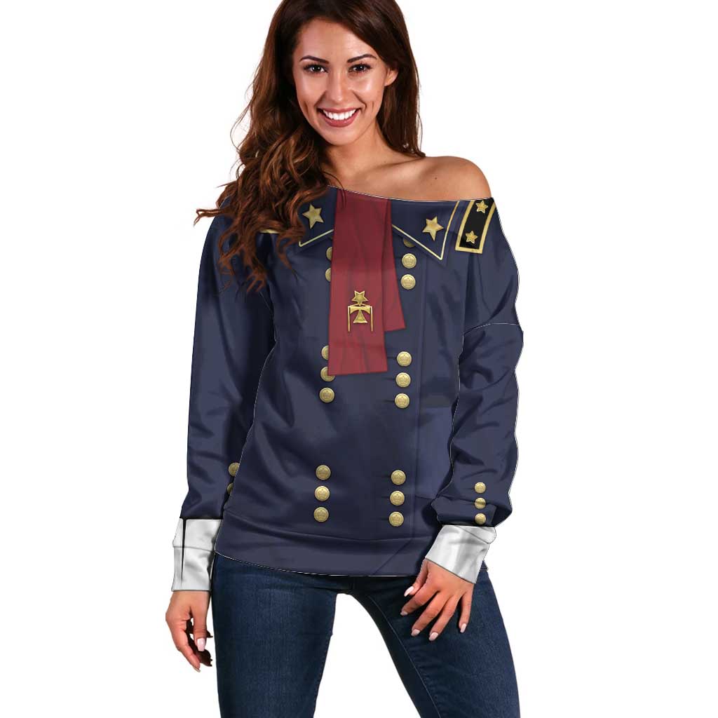 George Armstrong Custer Off Shoulder Sweater Soldier Costume - Wonder Print Shop