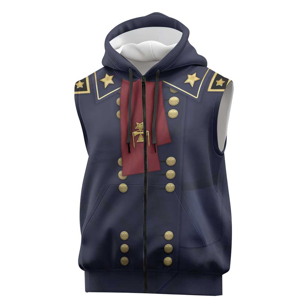 George Armstrong Custer Sleeveless Zip Hoodie Soldier Costume - Wonder Print Shop
