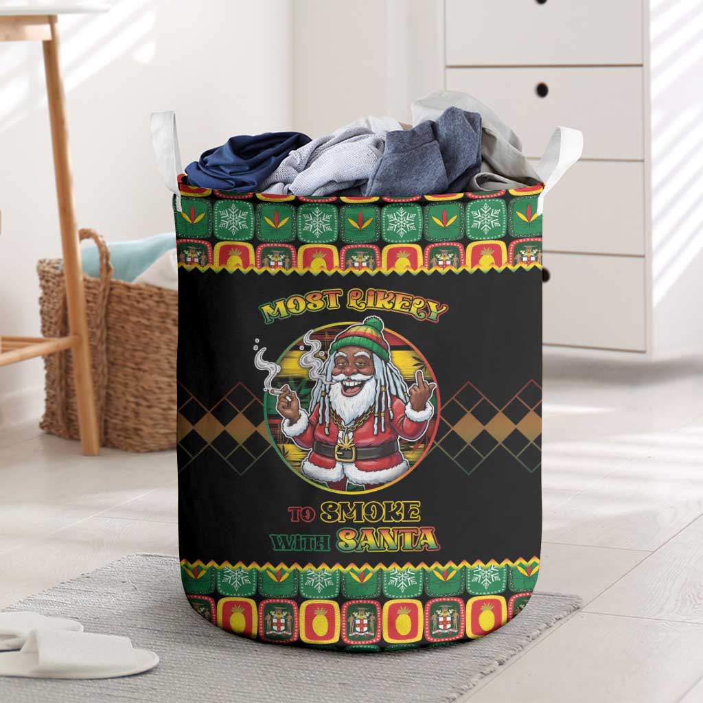 Jamaica Christmas Laundry Basket Most Likely To Smoke With Santa - Wonder Print Shop