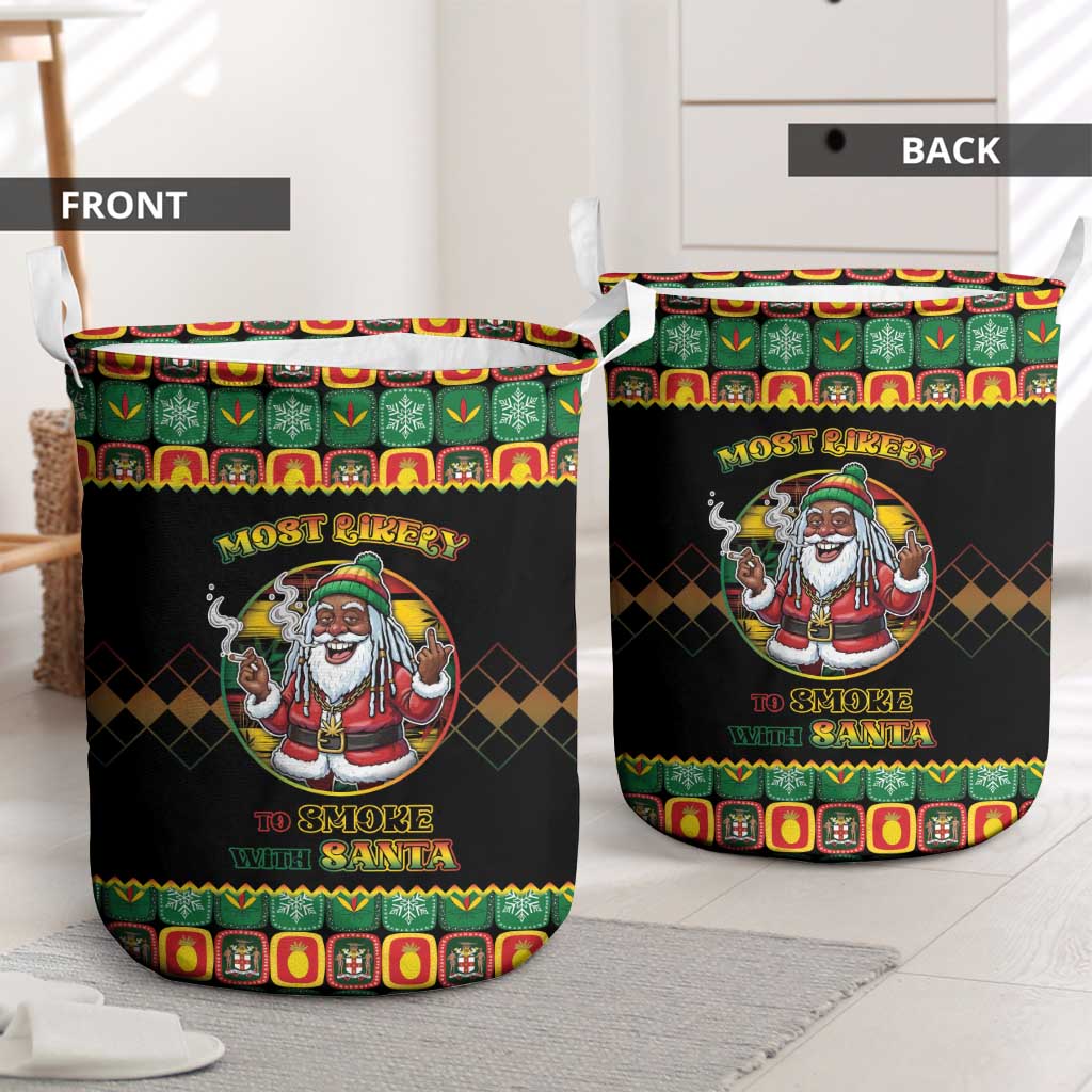 Jamaica Christmas Laundry Basket Most Likely To Smoke With Santa - Wonder Print Shop
