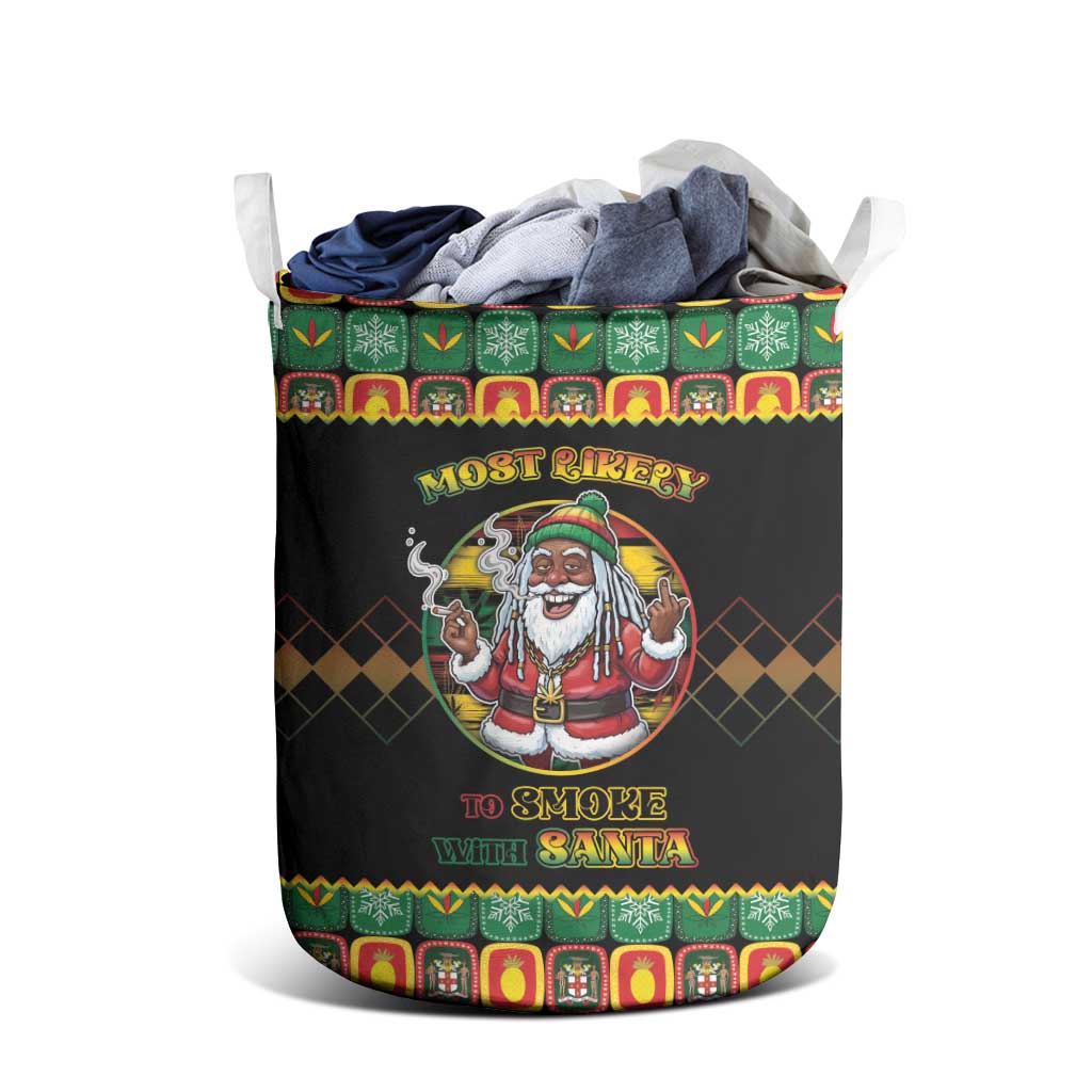 Jamaica Christmas Laundry Basket Most Likely To Smoke With Santa - Wonder Print Shop