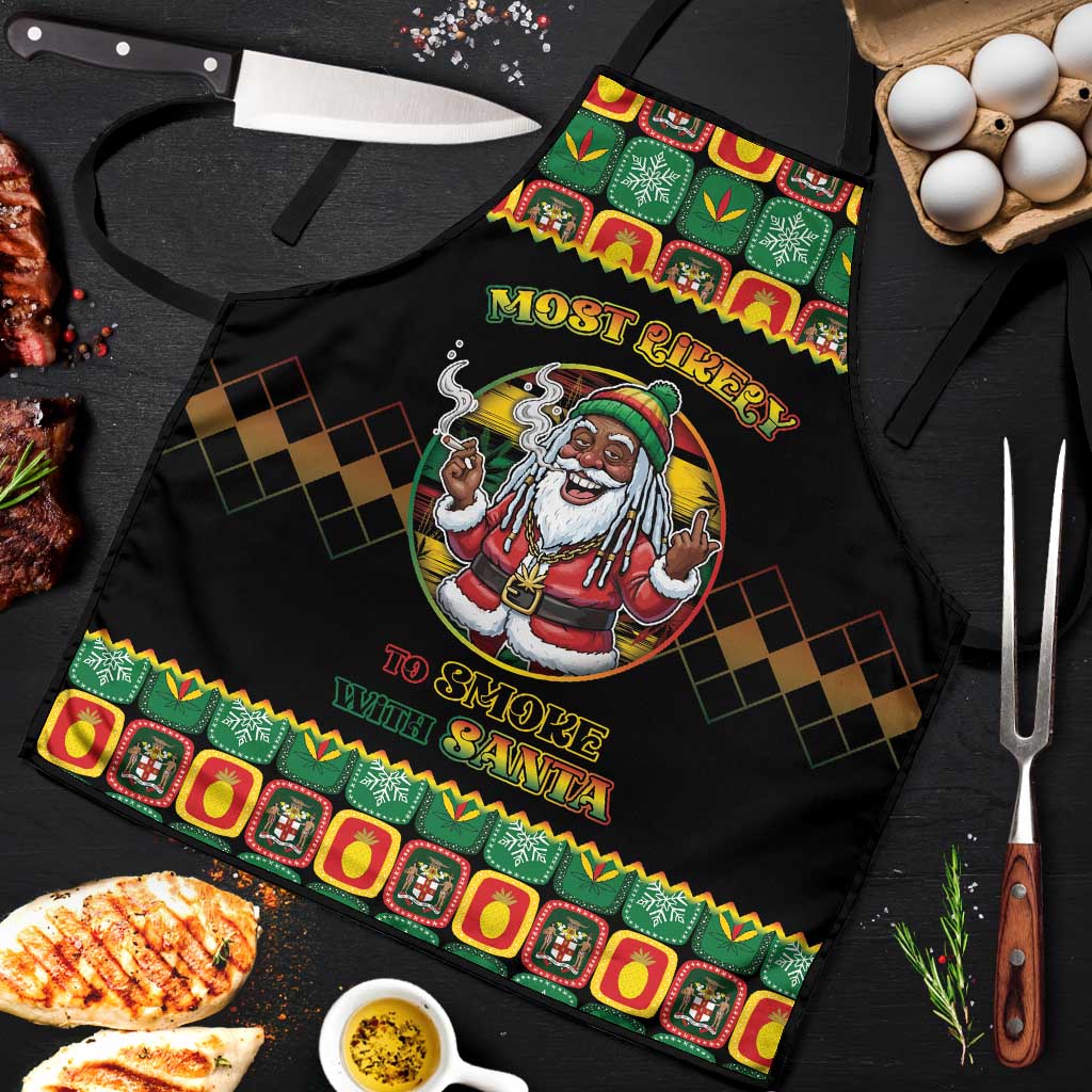 Jamaica Christmas Apron Most Likely To Smoke With Santa - Wonder Print Shop