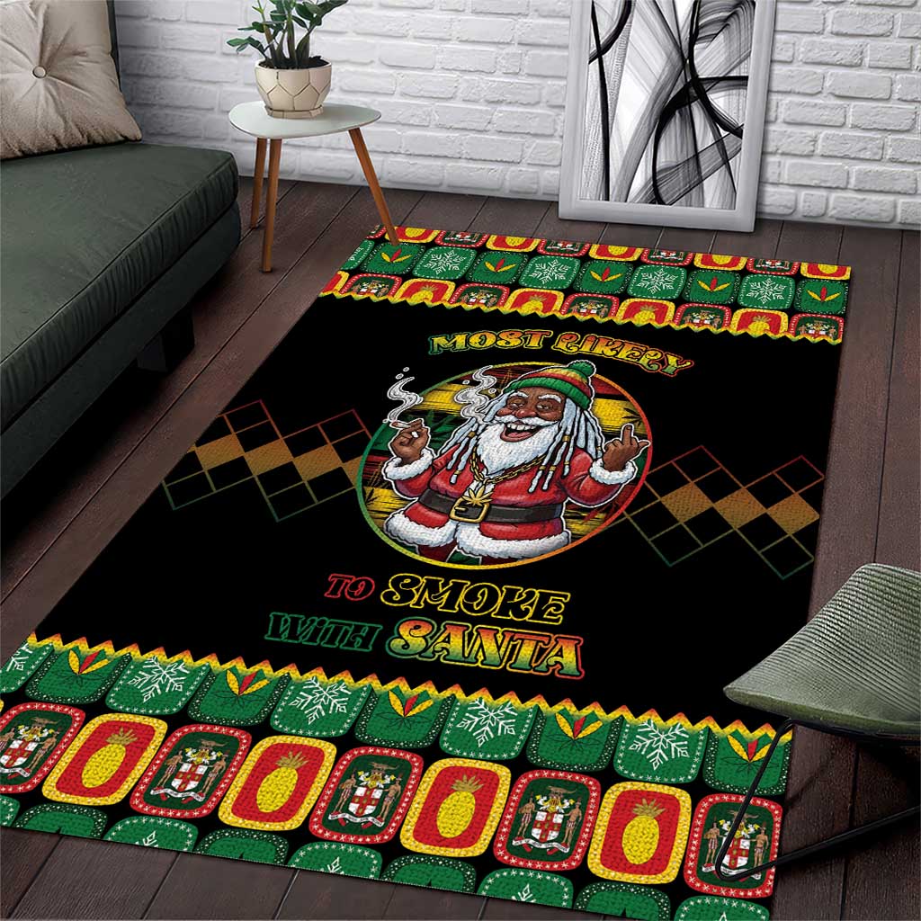 Jamaica Christmas Area Rug Most Likely To Smoke With Santa - Wonder Print Shop