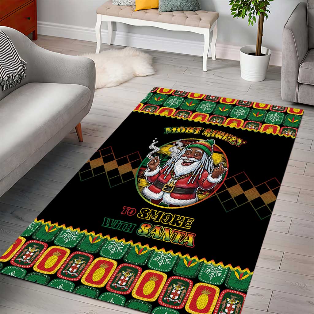 Jamaica Christmas Area Rug Most Likely To Smoke With Santa - Wonder Print Shop