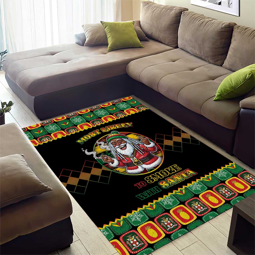 Jamaica Christmas Area Rug Most Likely To Smoke With Santa - Wonder Print Shop