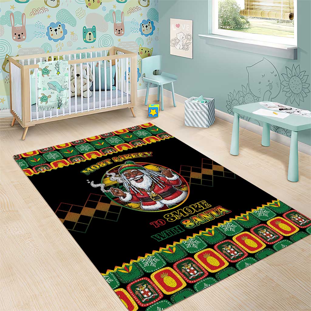 Jamaica Christmas Area Rug Most Likely To Smoke With Santa - Wonder Print Shop