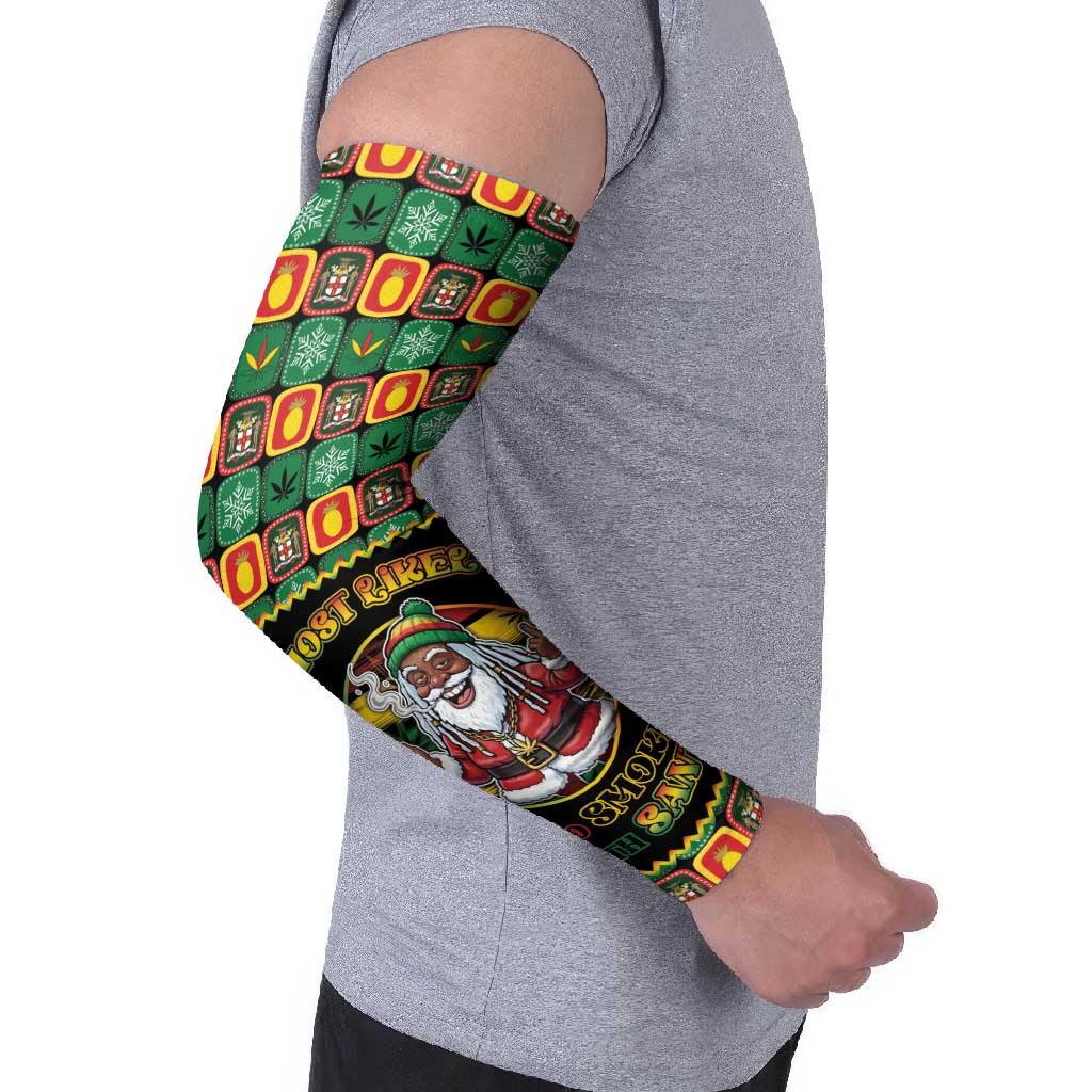 Jamaica Christmas Arm Sleeves Most Likely To Smoke With Santa - Wonder Print Shop