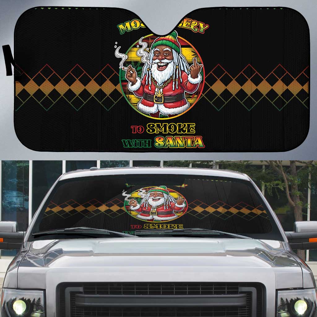 Jamaica Christmas Auto Sun Shade Most Likely To Smoke With Santa - Wonder Print Shop