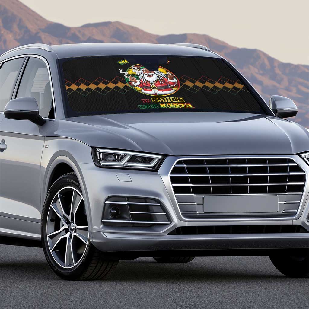 Jamaica Christmas Auto Sun Shade Most Likely To Smoke With Santa - Wonder Print Shop
