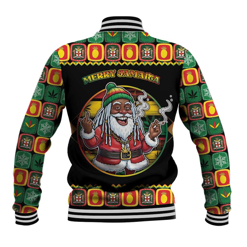 Jamaica Christmas Baseball Jacket Most Likely To Smoke With Santa - Wonder Print Shop