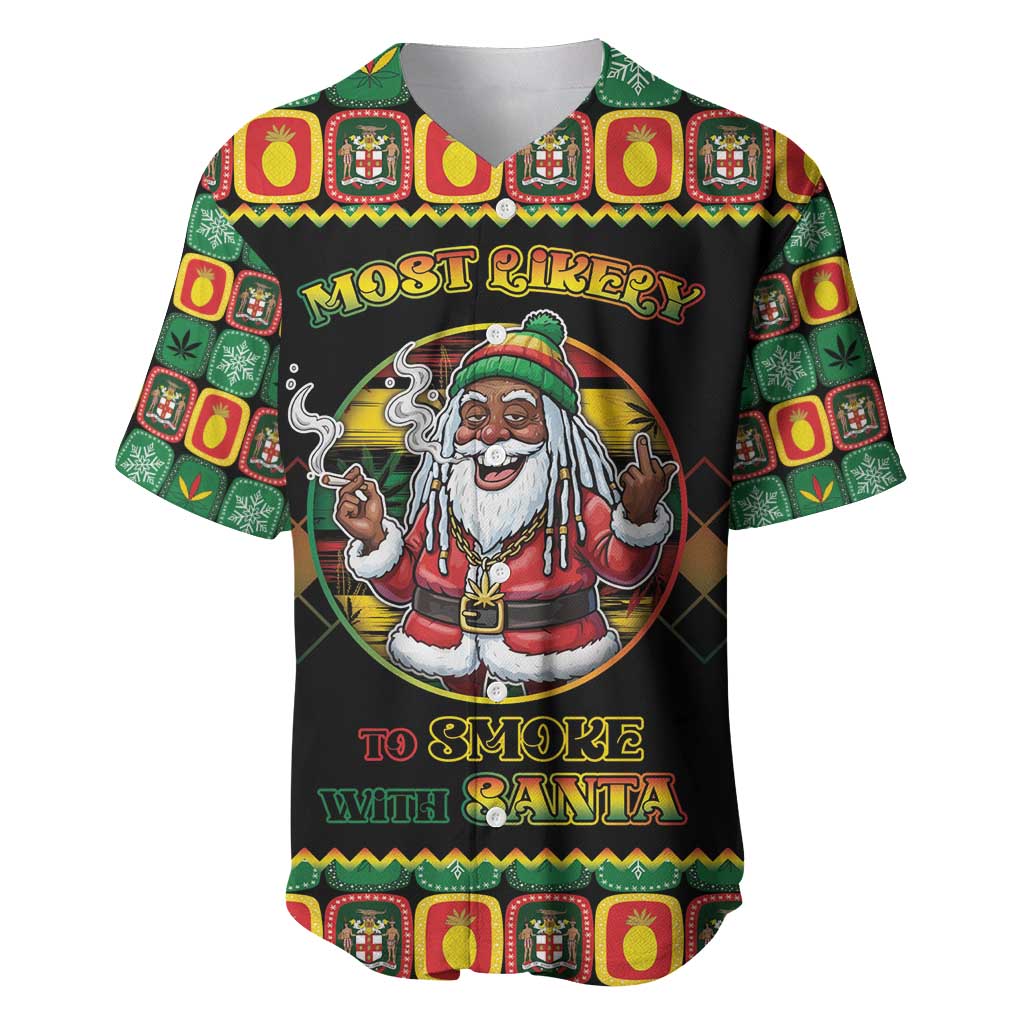 Jamaica Christmas Baseball Jersey Most Likely To Smoke With Santa - Wonder Print Shop