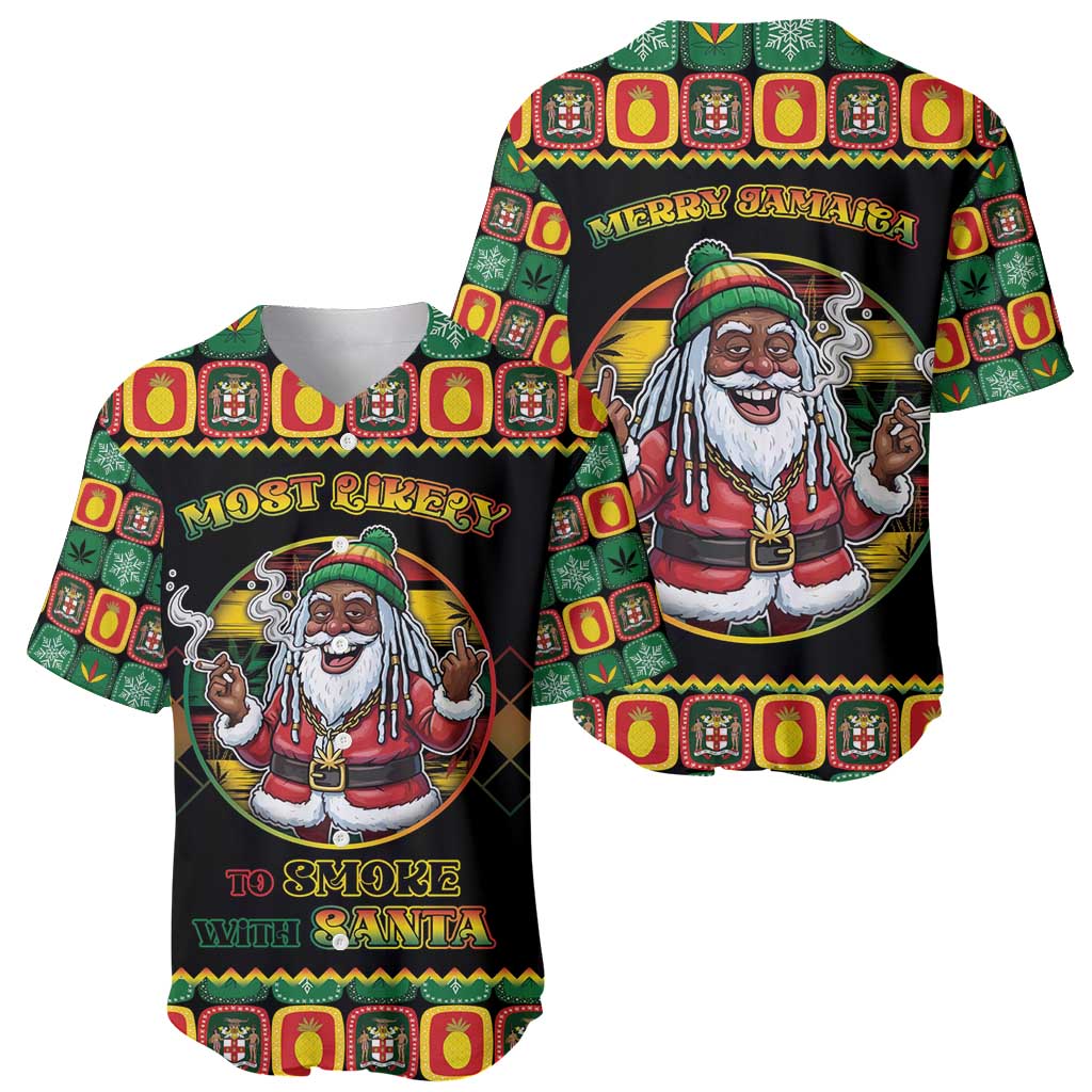 Jamaica Christmas Baseball Jersey Most Likely To Smoke With Santa - Wonder Print Shop