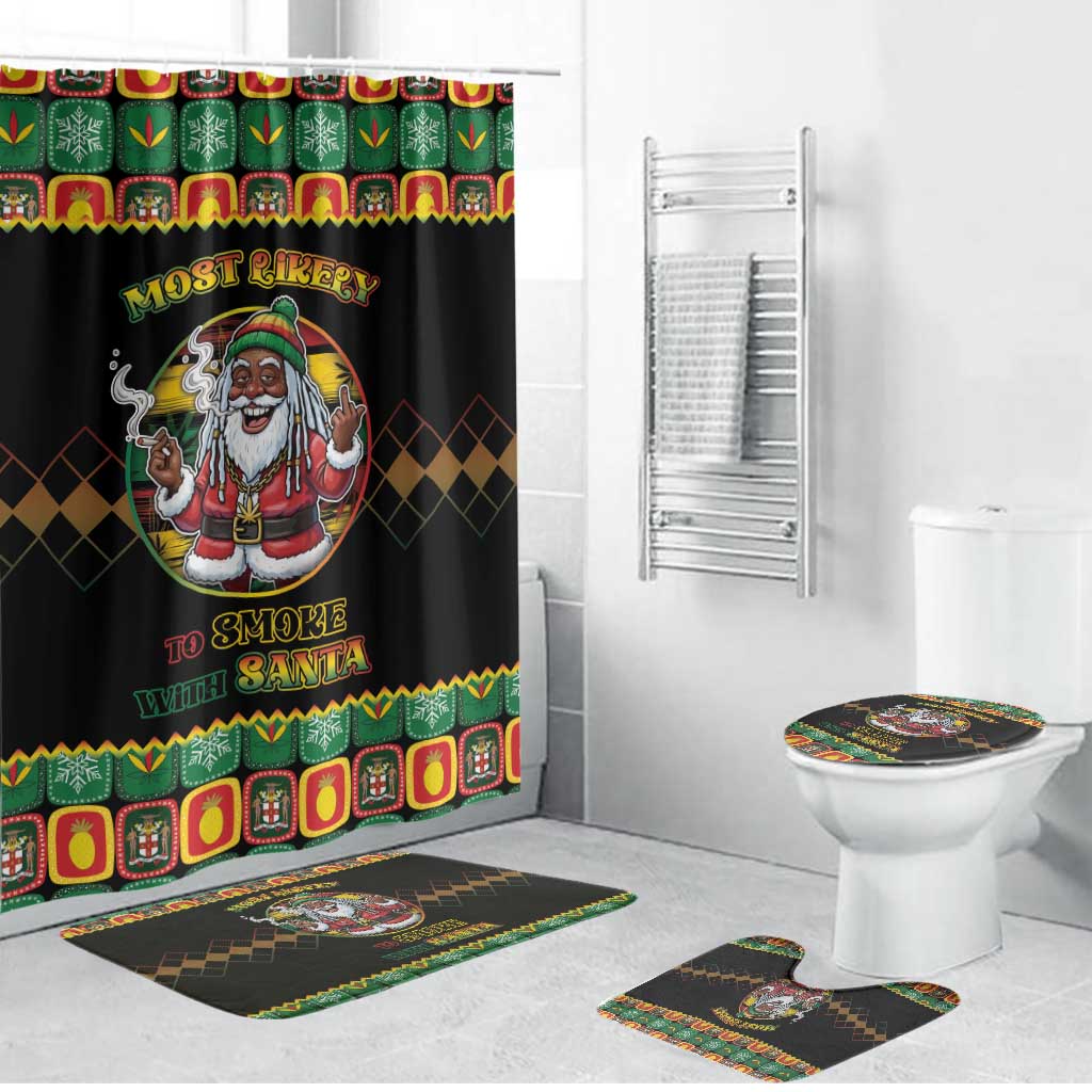 Jamaica Christmas Bathroom Set Most Likely To Smoke With Santa - Wonder Print Shop