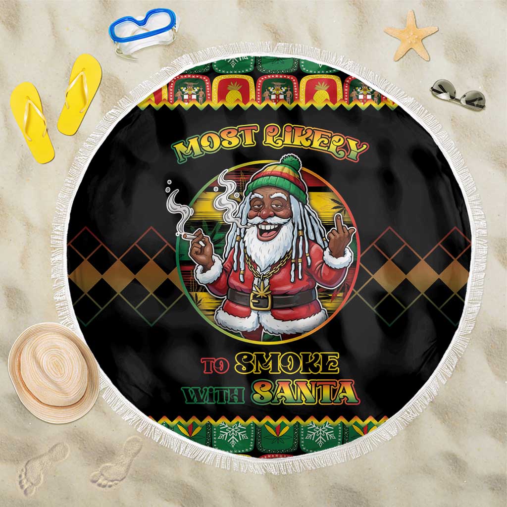 Jamaica Christmas Beach Blanket Most Likely To Smoke With Santa - Wonder Print Shop